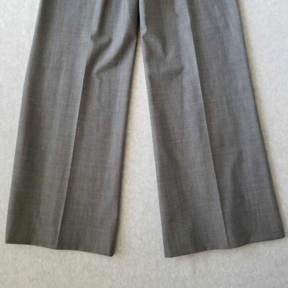 Theory Womens Gray Wide Leg Wool Blend Career Pleated Dress Pants Interview Sz 4 - Picture 6 of 12